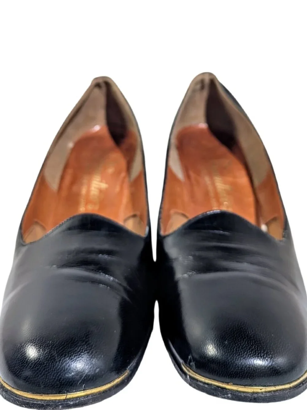 Ferantino Mid Century Vintage Gold Trimmed Wedge Shoes Size 8.5* 9.5